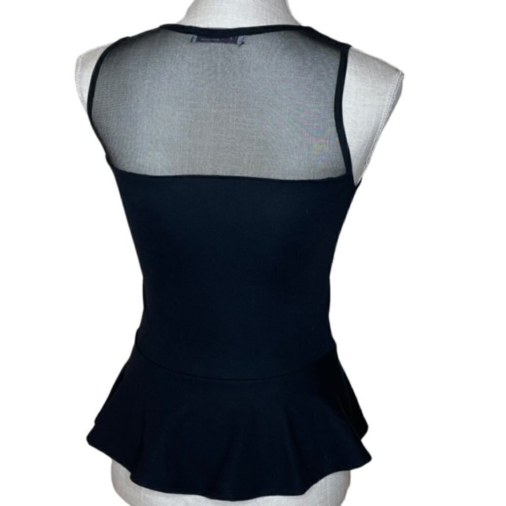 PURPLELINE Black Lace Mesh Peplum Top - Size Small - Picture 2 of 4